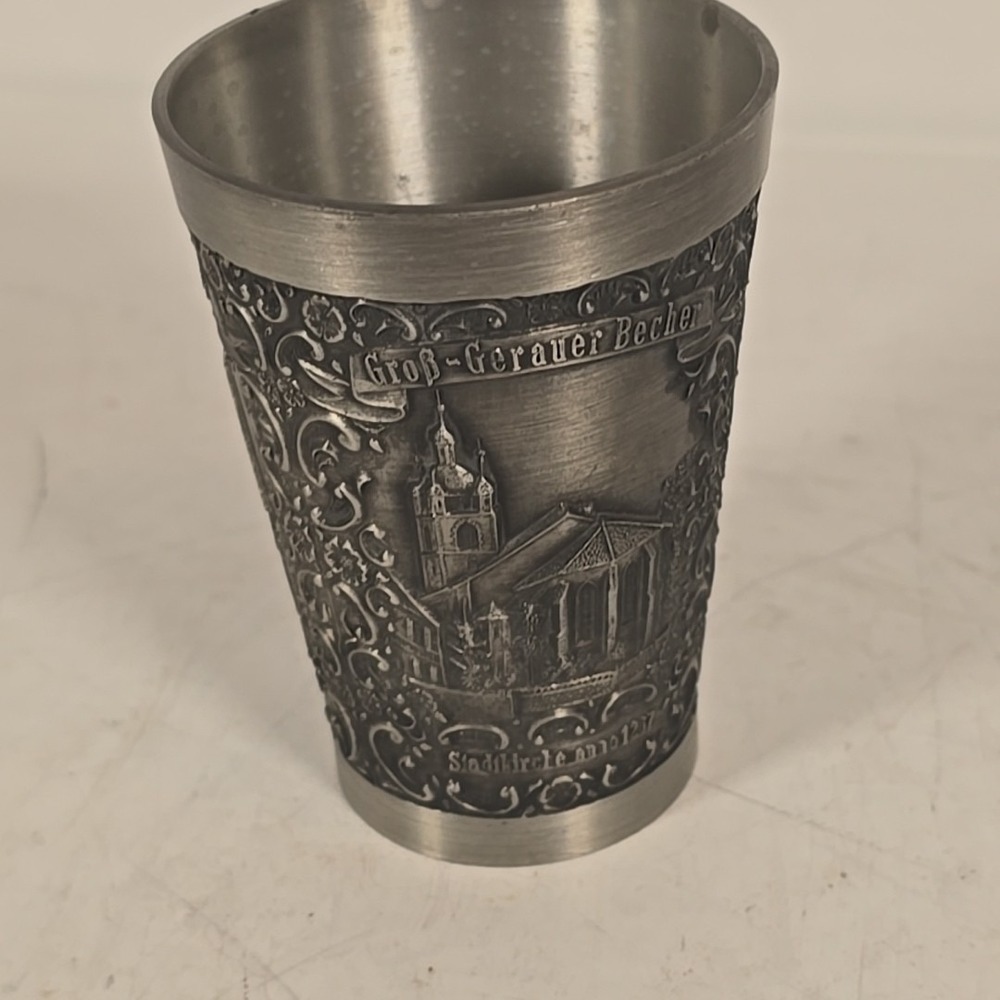 Creation Zinn Becker 95% Zinn Gegossen Three scene Pewter cup